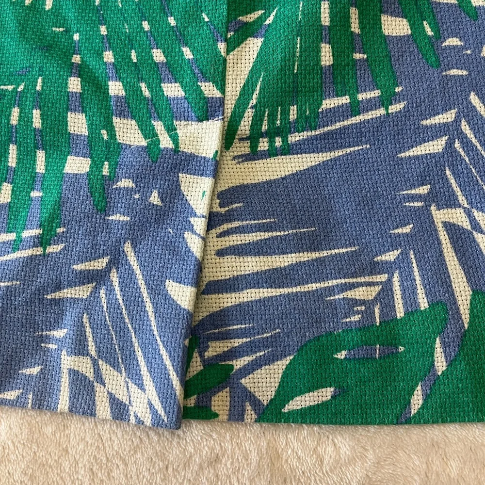 LOFT Green & Blue Tropical Leaf Mini Skirt